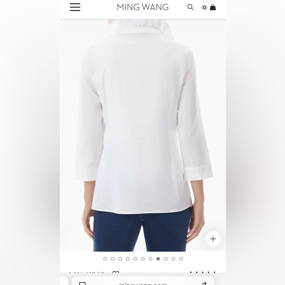 Ming Wang White Ruffle Neck Button-Front Blouse - image 2